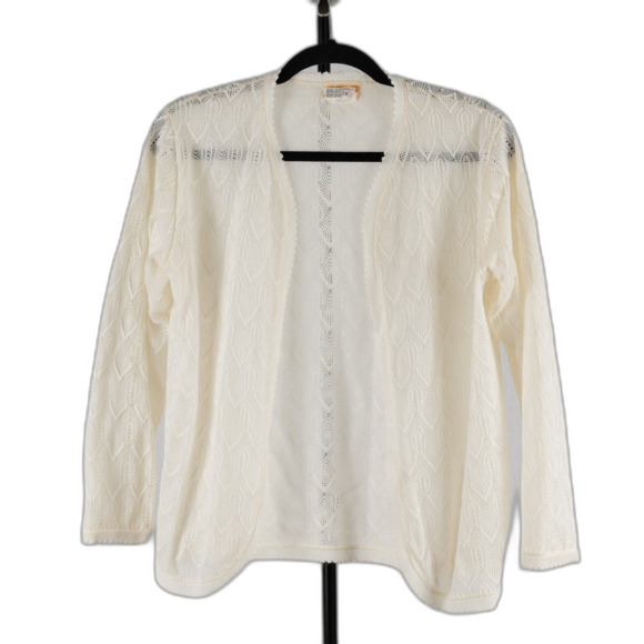Vintage 70s  white laces open cardigan size - Picture 1 of 6
